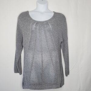Nic + Zoe Open Weave Sweater XL Semi-Sheer Waffle Stitch Pointelle Knit Pullover